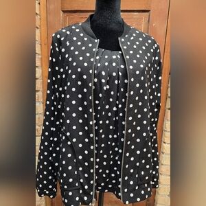 Black and white polka dot top with jacket LARGE